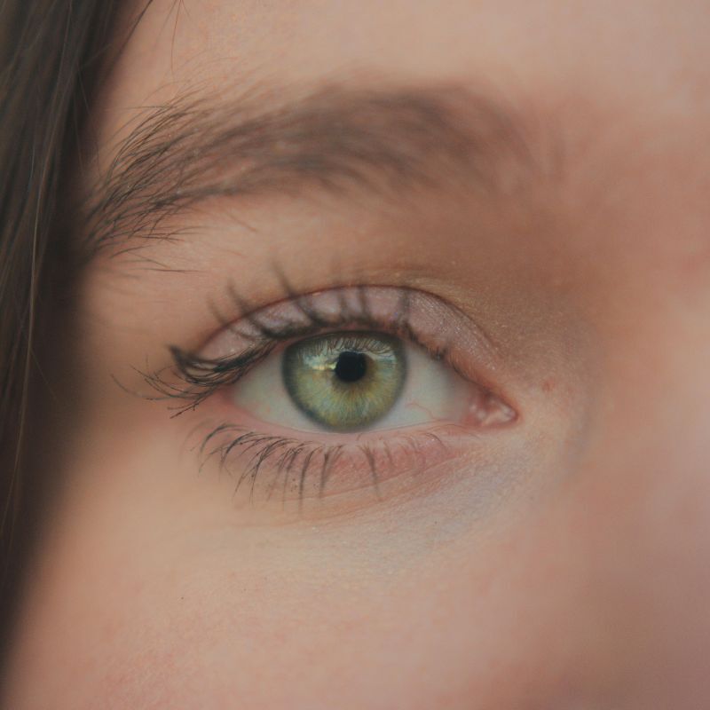Œil vert aux cils longs